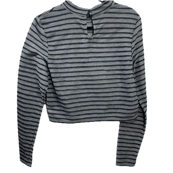 Wild Fable Women's Top Size Large Long Sleeve Gray & Blue Stripe Color Crew Neck - Picture 5 of 7
